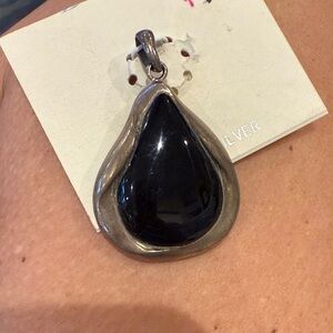 Studio Barse Black and Silver Teardrop Necklace